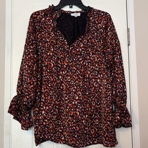 Vibrant Multicolor Blouse with Ruffle Sleeves